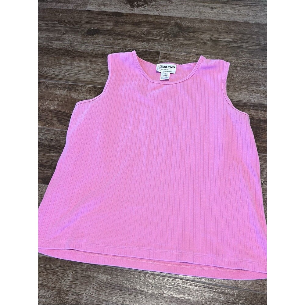 Pendleton tank top women’s size XL pink 100% cotton knit shirt sleeveless ribbed